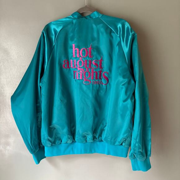 Vintage 1992 HOT AUGUST NIGHTS Men's XXL Blue Bomber Jacket Reno Classic Cars - Picture 1 of 11